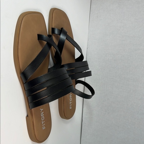 Black and Tan Minimalist Strappy Sandals-New-Size 11 - Picture 4 of 6